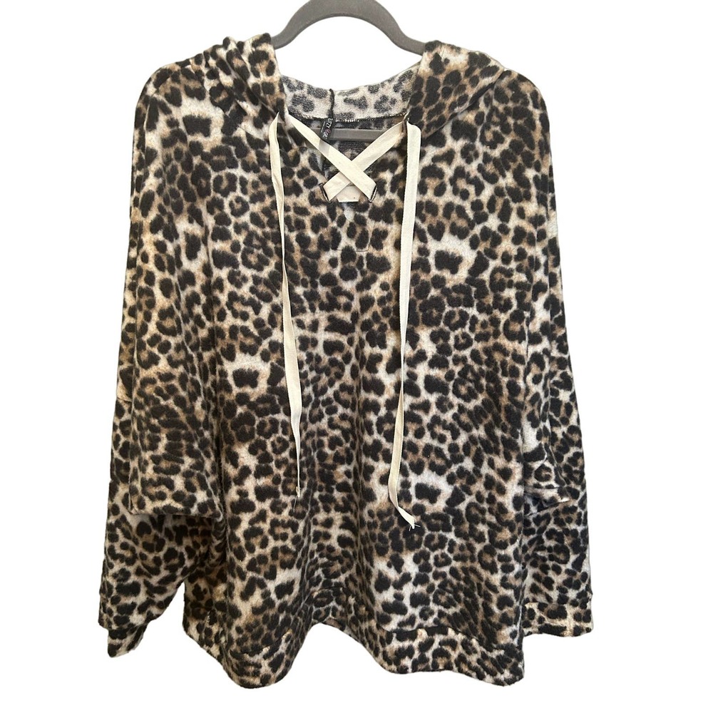 Glitzy Girlz 2x soft leopard hoodie plus size